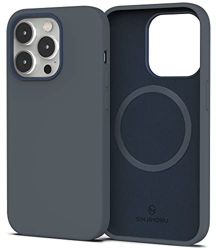 Sinjimoru 4-lagige iPhone 14 Plus Silikon Hülle für MagSafe, Magnet Handyhülle als iPhone Schutzhülle kompatibel mit MagSafe Zubehör für iPhone 12 & 13 & 14 Reihe. Silicone Case for MagSafe Navy