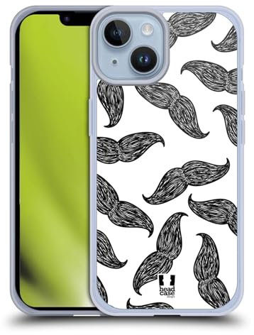 Head Case Designs Bigote Dibujado A Mano Modelos de Hipster Caso de Gel Suave Compatible con Apple iPhone 14