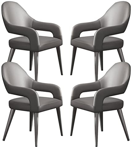 Küchen-Ledersessel, 4er-Set, Küchen-Esszimmerstühle mit Eisenkunst-Metallstuhlbeinen für kommerzielle Restaurants zu Hause (Color : All Grey)