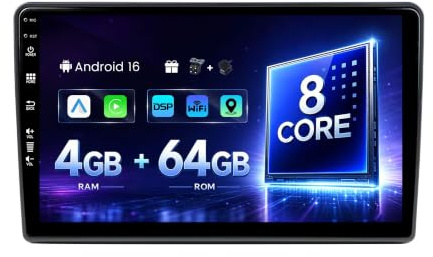 SXAUTO Android 16 IPS Autoradio Per Fiat Ducato/Citroen Jumper/Peugeot Boxer - 4G+64G - Senza fili Carplay & Android Auto - LED Camera + MIC - DSP DAB Fast-boot Volante 360-Camera AHD -2 Din 9 Pollici