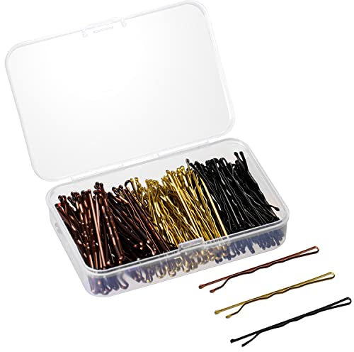 Haarnadeln 150 Stück Wellenform Haarklammern Metall Bobby Pins Hair Pin mit Aufbewahrungsbox Haarklammer für Damen Mädchen und Frauen Braun,Gold,Schwarz
