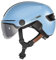 ABUS Stadthelm HUD-Y ACE - stylischer Fahrradhelm mit Visier und magnetischem, aufladbarem LED-Rücklicht - für Damen und Herren - Blau, Größe S