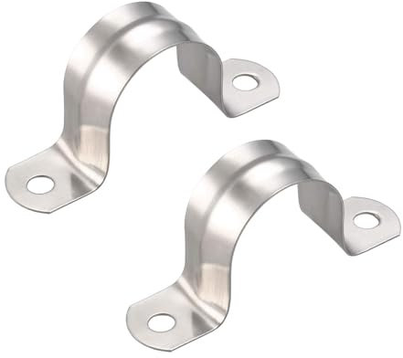 TA-VIGOR 10Pcs 32mm(1.3) Rigid Pipe Strap, 2 Holes 304 Stainless Steel U Bracket Pipe Clips Tension Tube Clip Clamp for Pipe Fixing