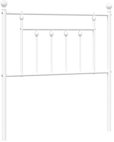 vidaXL Kopfteil, Bettkopfteil aus Stahl Metallkonstruktion, Betthaupt für Bett Metallbett Bettgestell, Bettzubehör Schlafzimmer, Metall Weiß 80cm