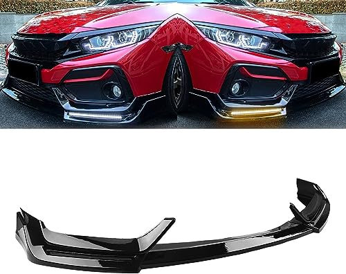 SSCOR Coche Alerón Delantero para H-Onda Civic Si Hatchback 2017-2021,Delantero Parachoque Spoiler Lip Splitter Difusor,Canard Splitter Difusor Protector,Cuerpo ProteccióN Accesorios
