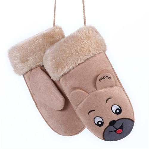 FeiliandaJJ Kinder Winter Handschuhe Fäustlinge für Jungen Mädchen Niedliche Cartoon Fausthandschuhe Halshandschuhe Fleece Dicke Warme Handschuhe 6-10 Jahre