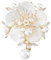 HOBBIESAY Broche Fleur pour Femmes Broches en Coquillage de Perles Broche Vintage Élégante en Strass Bijoux Grandes Broches de Déclaration Broches Blanches pour Bouquet de Mariage Écharpe Vêtements