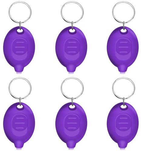 Daemson Mini linterna LED UV con llavero, pequeña linterna negra UV de 395 nm, portátil, pequeña luz UV negra para monedas, escorpiones, detección de fluorescencia, baterías incluidas (6 piezas)