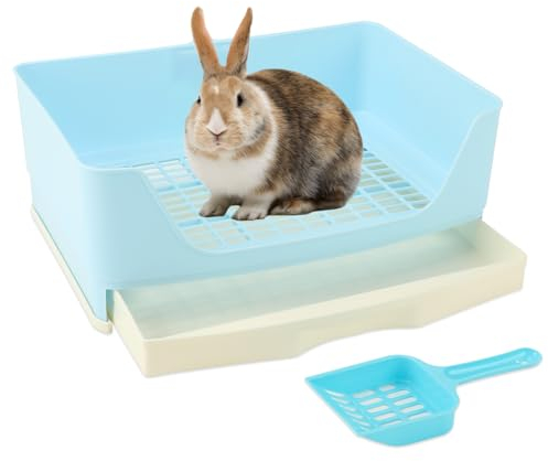 HYLYUN Large Rabbit Litter Tray Box Toilet,Potty Trainer Corner Litter Bedding Box with Drawer Larger Pet Pan for Adult Guinea Pigs, Rabbits, Hamster, Chinchilla, Ferret, Galesaur, Small Animals