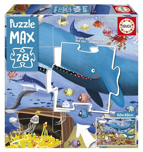 Educa - Puzzle Max | Puzzle für Kinder mit einem lustigen Bild von Meerestiere. 28 große Teile, leicht zu verwalten und anzupassen. Ideal, um auf den Boden zu kommen. (19956)