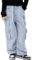 Rolanko Mädchen Cargo Baggy Jeans Weit Geschnittene Denim-Hose mit Mehreren Taschen für Kinder, Blau, Größe: 150,10-11 Jahre