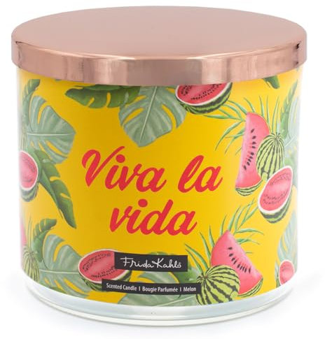 Frida Kahlo Duftkerze im Glas | Viva La Vida 400g | Duftkerze Fruchtig | Geschenkidee für Frauen & Designliebhaber | Kerze lange Brenndauer (60h)