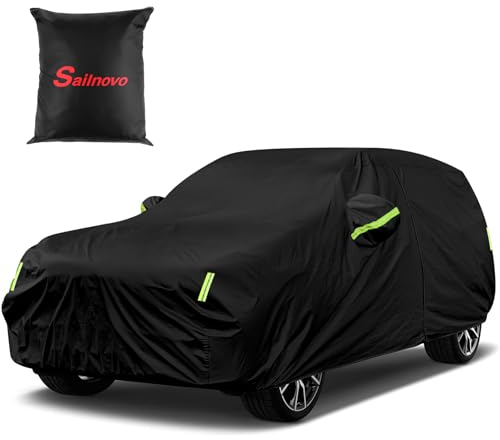 Sailnovo Heavy Duty SUV Car Cover Universal Fit 191-200 inch Waterproof All Weather Protection Zipper Access for Jeep Wrangler,Mazda CX-50 Outdoor Snow Sun UV Shield