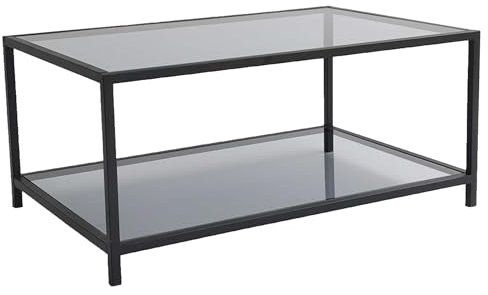 Emob - Table basse Locelso | Verre trempé 4mm et structure en métal | Noir de fumée