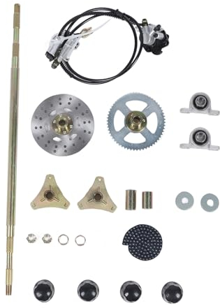 MENDUNER 29 Zoll Go Kart Rahmen, Go Kart Achsensatz, Montagesatz für Hintere Starrachse, Achskettenrad, Kette, Bremsscheibe, Bremssattel, Radnaben, Ersatz für 50 70 90