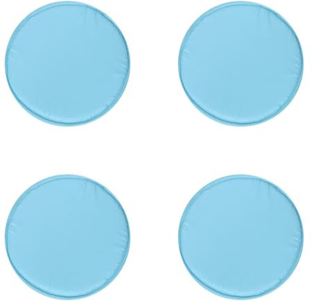 Factorys 4er-Set Stuhlkissen rund 30cm Sitzauflage Waschbarekissen rutschfest & gemütlich für Stühle Indoor Outdoor Sitzkissen (Himmelblau)