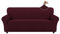 Easy-Going Stretch Sofa Überzug 3 Sitzer, Rutschfester Sofabezug für Hund Katze, Waschbarer Fleece Couch Überzug Bezug, Weicher Küchensofa Couch Cover, 1 Stück Sofaschoner mit Armlehnen, Wein