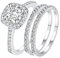 JewelryWe Ring Damen Edelstahl Verlobungsring: 3er Set Damen-Ring Glänzende Quadratische Zirkonia Charm Eheringe Trauringe Stapelbare Versprechen Hochzeit Band Stapelringe für Frauen Silber Größe 52