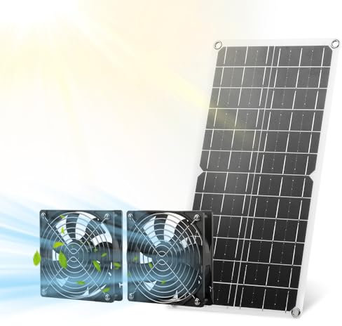 SUNYIMA Solar Ventilator, 15W Wetterfester Solarpanel Ventilator mit DC Fan für kleine Hühnerställe, Gewächshäuser, Schuppen, Haustier Häuser, Fenster Auspuff