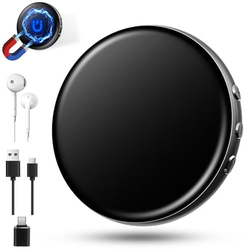 Grabadora de Voz 64GB Grabadora Voz con Activación por Voz con Capacidad de Grabación para Clases Reuniones Entrevistas, Reproductor MP3, Grabación/Bloqueo con un Clic, Carga USB-C