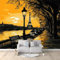 Papier Peint Panoramique 3D Paris Quais De Seine Lampadaires Intissé Décoration Murale pour Salon Chambre, Violet Poster Décoration Fond De Mur Tv Papier Peint Murales 250 x 175 cm