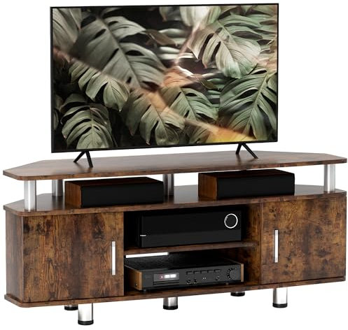 HOMCOM TV Unit Cabinet for TVs up to 55 Inches with Storage Shelves and Cupboard, Entertainment Centre for Living Room, Rustic Brown