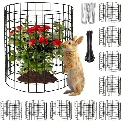 ZEAZEA Round Plant Protector from Animals,12'' x 12'' Metal Wire Mesh Plant Garden Cages Tie to Keep Animals Out, Garden Protection Rabbits Chickens Ducks for Vegetables, Flowers, Shrubs (10)