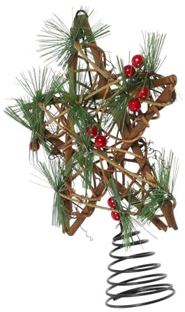 GREENADSCAPE Punta Stella in Legno Per Albero Di Natale Puntale Decorazione A Forma Di Stella Ornamento Cima Dell'albero