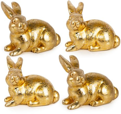 Logbuch-Verlag 4 kleine goldene Osterhasen Ostern Deko mini Geschenk für Kunden, Kollegen & Mitarbeiter Osterdekoration 5 cm