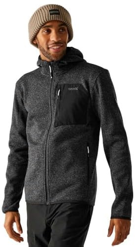 Regatta Mens Hood Newhill Full Zip Fleece Top