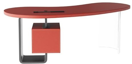 ZENGXJYCQINGJIANG Gaming Desk Cashew-shaped Red Office Desk with Storage and Stable Frame,Modern Fashion Executive with Charging Outlets(S)