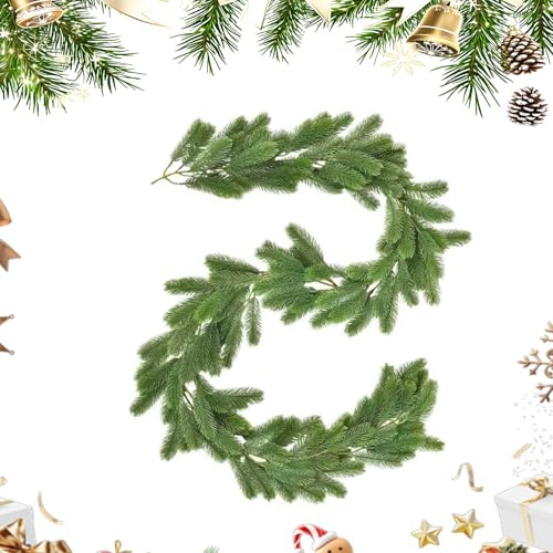 2.7m/8.86ft Weihnachtsgirlande, Tannengirlande Grün, Künstliche Tanne Girlande, Innen Außen Tannengirlande Weihnachtsdeko, Weihnachten Deko für Haus Treppen Kamin Haustür Mantel (2.7m)
