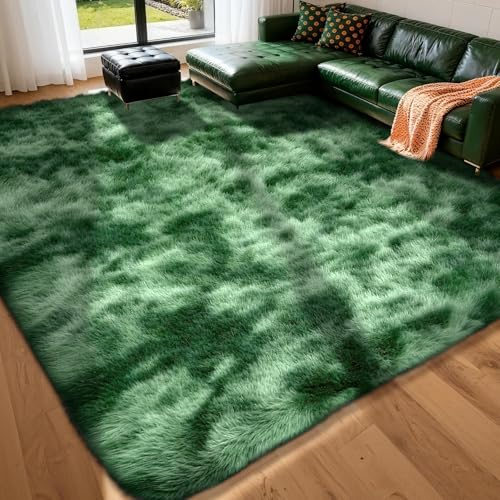 LNZHAO Green Rugs Room Living 120x180cm - Extra Large Fluffy Rug | Modern Tie-dye Carpet - Washable Rugs for Home Decor, Bedroom, Dorm, Kids Room Lounge Office