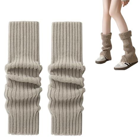 ZHUDAZHAO Jambières pour femme, chauffe-jambes Y2k, chauffe-chevilles, jambières d'hiver en tricot, jambières tricotées pour enfants, chaussettes de ballet en coton pour filles et femmes, kaki, M