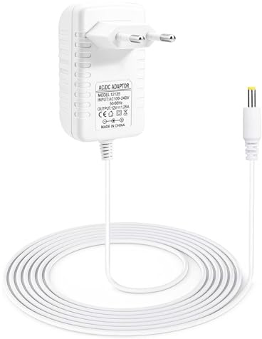 15W Netzteil für Echo Dot 3/4 Gen Echo Dot mit Uhr 3/4 Gen Echo Dot Kids Edition 3/4 Gen Echo Show 5 (1./2. Gen.), 12V/1.25A Ladegerät Netzadapter für Echo Dot Kids Edition, Fire TV Cube, 2M, Weiß