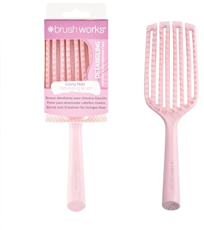 Brushworks Curly Hair Detangling Brush – Flexible Bristles for Wet, Curly, Coily & Textured Hair – Defines Curls & Distributes Conditioner – Vegan & Cruelty-Free