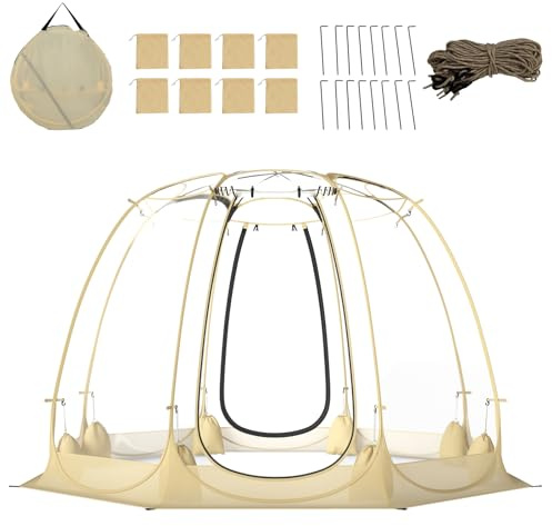 GOPLUS Pop-up Bubble-Zelt, transparentes PVC Zelt für 5-6 Personen, Kuppelzelt einfache Montage, wetterfester Unterstand für Sportveranstaltungen und Camping, Campingzelt mit Tragetasche, 265 x 265 cm