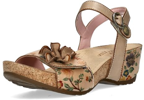 Laura Vita Damen Sandalette mit Blumenmuster und Keilabsatz Daphneo 07