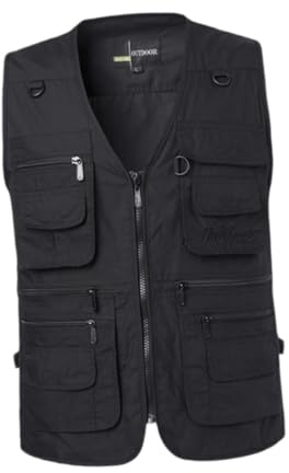 F Fityle Angel-, Camping- und Reisebekleidung, Wanderweste mit vielen Taschen, Angeljacke, Funktionsweste, Segelweste