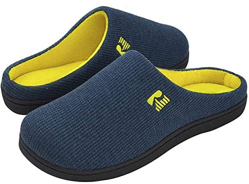 RockDove Bicolore Pantofola da Uomo in Memory Foam, 40/41 EU, Blu Navy e Giallo