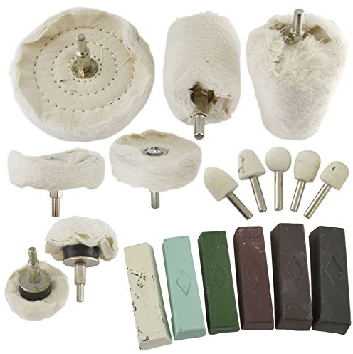 18pc Deluxe Polishing Kit Buffing Metal Car Caravan Spindle Drill Pad TE847