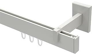 Interdeco Innenlaufstangen eckig/kantig Gardinenstangen Weiß Typ 10212819, 100 cm