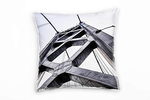 Paul Sinus Art Urban, Brücke, San Francisco, grau, blau Deko Kissen 40x40cm für Couch Sofa Lounge Zierkissen - Dekoration zum Wohlfühlen