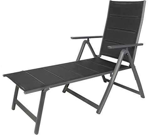 LINDER EXCLUSIV Aluminium Liege Sonnenliege Campingliege Klappliege Gartenliege gepolstert schwarz