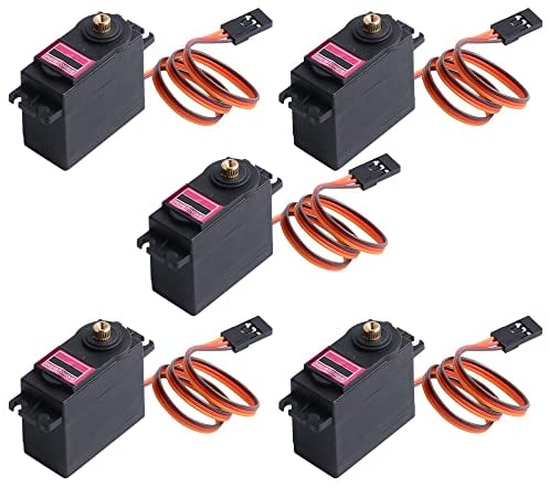 owootecc 5PCS Metal Gear High Speed Torque Servo Motor Digital Servo 55g for RC Helicopter Arduino Mechanical Arm Airplane Car Boat Robot Controls DIY Project