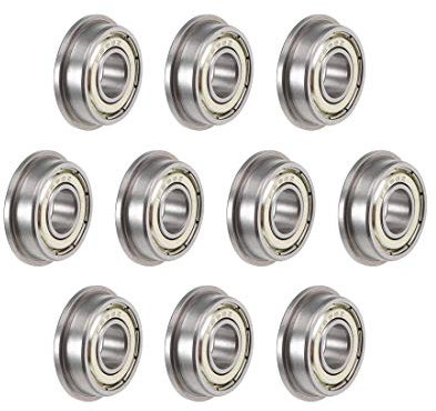 sourcing map F698ZZ Flanschkugellager, 8 mm x 19 mm x 6 mm, doppelt geschirmt, Chromstahl, Rillenkugellager, 10 Stück