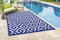 FH Home Outdoor Camping-Teppich - wasserfest, farbecht, wendbar - recycelter Premium-Kunststoff - Geometrisch - Terrasse, Veranda, Wintergarten, Wohnmobil – Aztec - Blau & Weiß - 270 x 360 faltbar