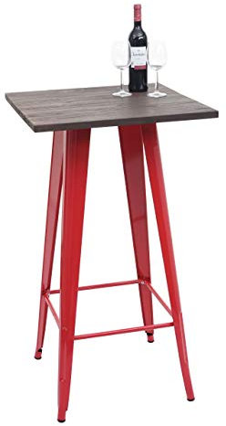 Mendler Stehtisch HWC-A73 inkl. Holz-Tischplatte, Bistrotisch Bartisch, Metall Industriedesign FSC® 107x60x60cm - rot