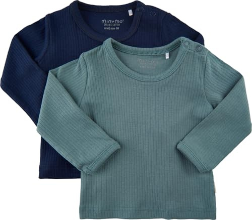 MINYMO Unisex Baby Blouse LS (2-Pack) Kleinkind T-Shirt-Satz, Goblin Blue, 56