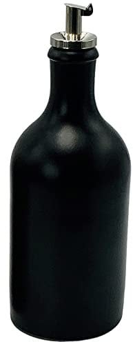 mikken Bouteille d'huile en faïence Noire avec Bec verseur 500 ML